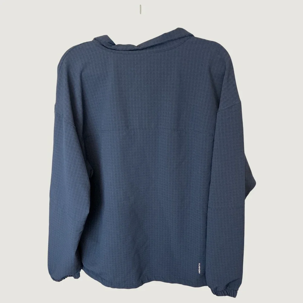 The North Face Mens FlashDry Quarter Zip Waffle Grid Pullover Navy Blue XL